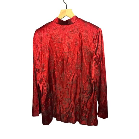 Vintage Melissa Harper Womens Red & Black Jacquard Blouse Size 16 - Picture 2 of 5